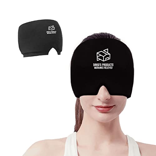 Cold Compress Headache Relief Products Recovery Device for Tension & Stress, Hot & Cold Therapy Headache Relief Hat, Cool Ice Head Wrap Ice Pack Mask Form Fitting Gel Ice Headache Relief Cap.